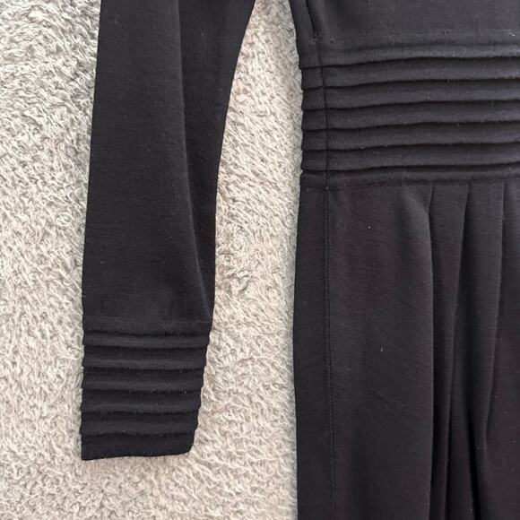 Vintage Ann Tjian for KENAR2 Black Long Sleeve Dress‎ Mock Neck Wool Blend - Picture 4 of 9